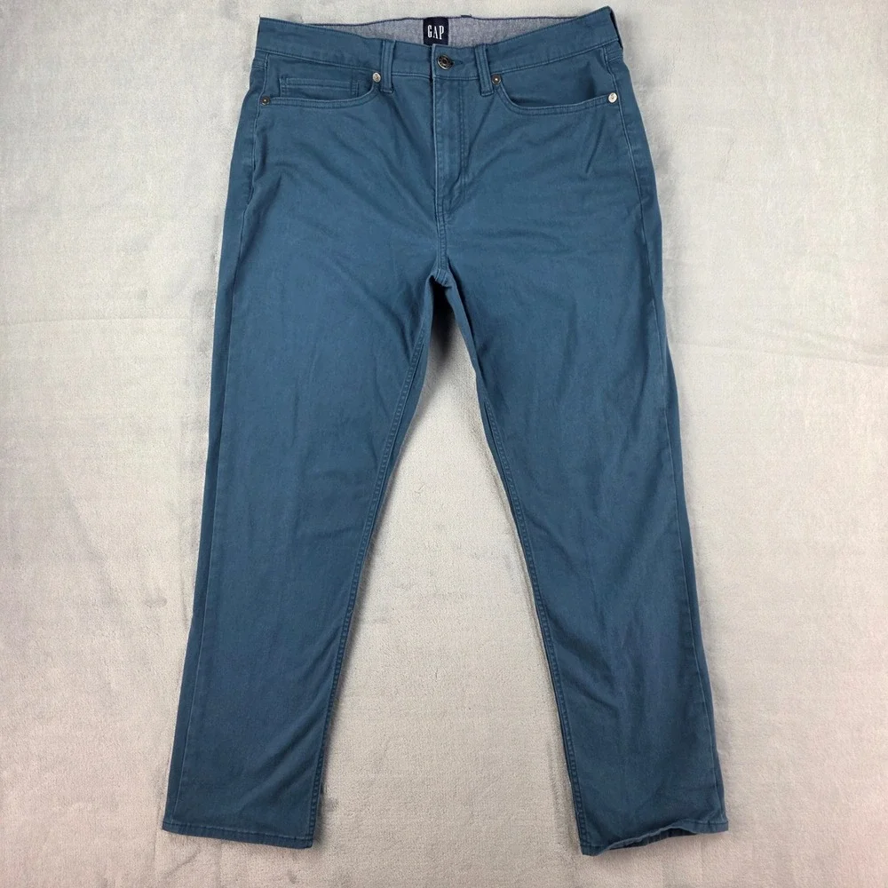Gap Mens Slim Fit Chino Pants Teal Blue Stretch Cotton 36x30 QMP1636S
